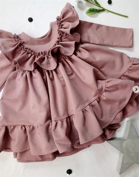 Grote foto tricot ruffle jurk oudroze 110 116 kinderen en baby overige