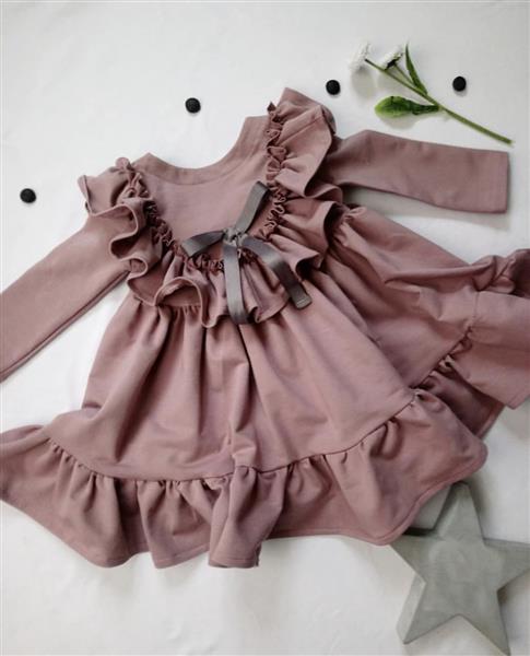 Grote foto tricot ruffle jurk oudroze 110 116 kinderen en baby overige