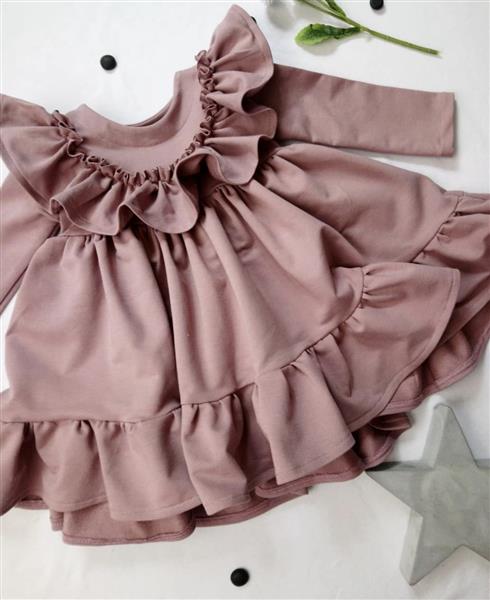 Grote foto tricot ruffle jurk oudroze 110 116 kinderen en baby overige