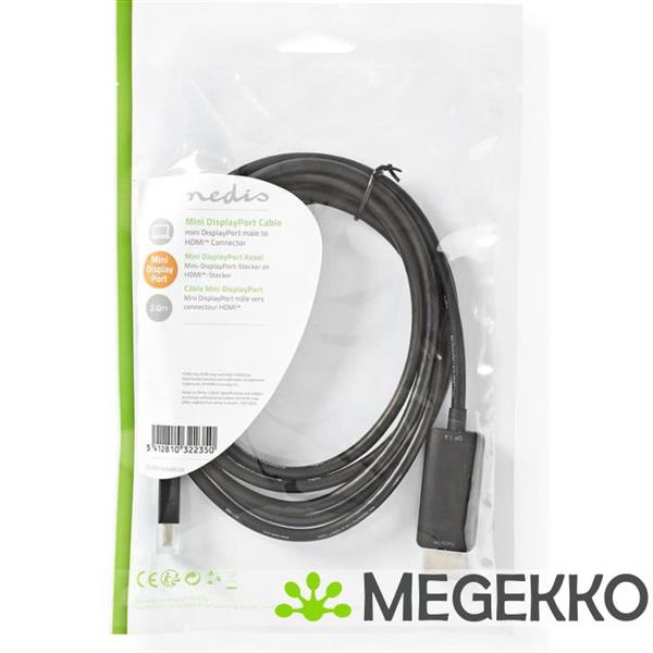 Grote foto nedis mini displayport male hdmi male 2 0 m zwart computers en software overige computers en software