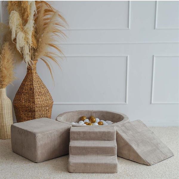 Grote foto speelset 3 elementen rib ballenbad 90x30 dark beige incl. 200 ballen dark beige kinderen en baby overige