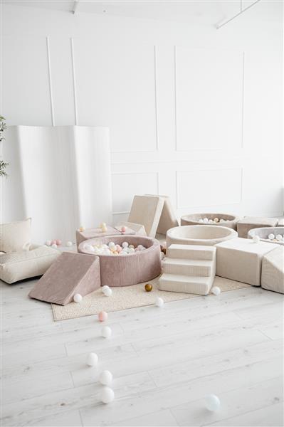 Grote foto speelset 3 elementen rib ballenbad 90x30 dark beige incl. 200 ballen dark beige kinderen en baby overige