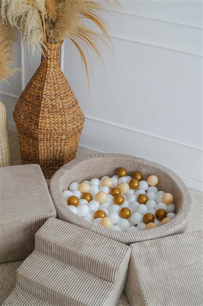 Grote foto speelset 3 elementen rib ballenbad 90x30 dark beige incl. 200 ballen dark beige kinderen en baby overige