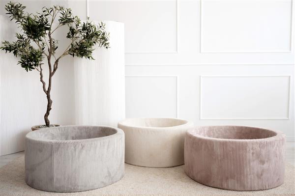 Grote foto ballenbad rib velvet 90x40cm grey excl ballen kinderen en baby overige