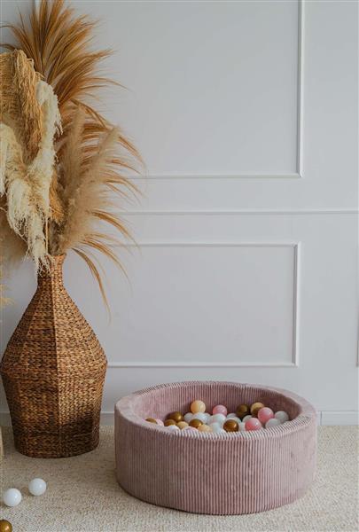 Grote foto ballenbad rib velvet 90x30cm dirty pink excl ballen kinderen en baby overige