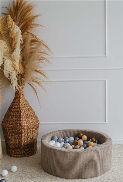 Grote foto ballenbad rib velvet 90x30cm beige excl ballen kinderen en baby overige