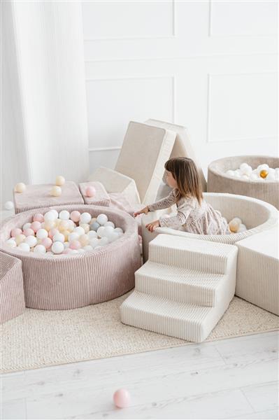 Grote foto ballenbad rib velvet 90x30cm grey excl ballen kinderen en baby overige