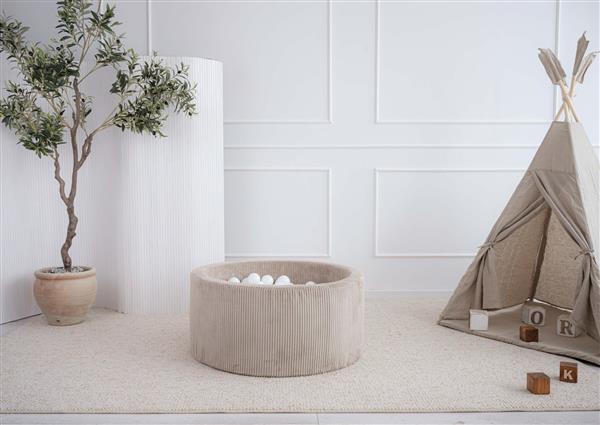 Grote foto ballenbad rib velvet 90x40cm dark beige excl ballen kinderen en baby overige