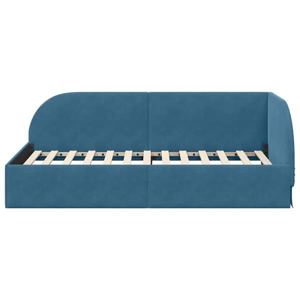 Grote foto vidaxl hoekbedframe met hoofdeinde blauw 90 cm x 190 cm stof antiek en kunst stoelen en banken