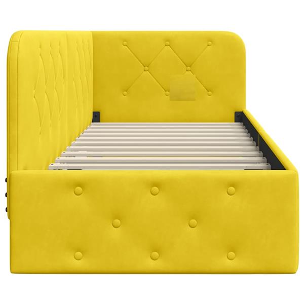 Grote foto vidaxl hoekbedframe met hoofdeinde geel 80 x 200 cm fluweel antiek en kunst stoelen en banken