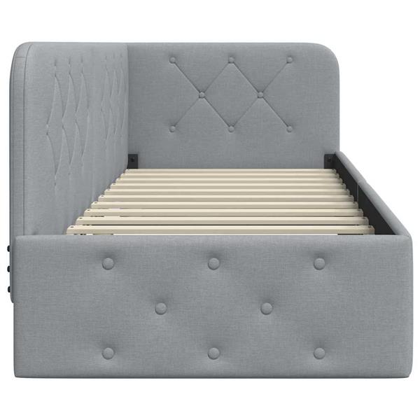 Grote foto vidaxl hoekbedframe met hoofdeinde lichtgrijs 80 x 200 cm stof antiek en kunst stoelen en banken