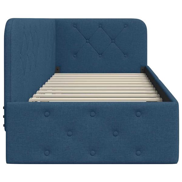 Grote foto vidaxl hoekbedframe met hoofdeinde blauw 80 x 200 cm stof antiek en kunst stoelen en banken