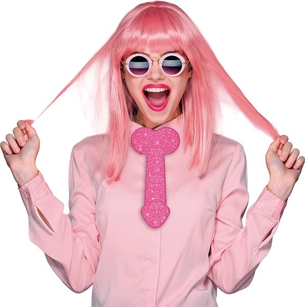 Grote foto penis stropdas roze glitter 30cm verzamelen overige verzamelingen