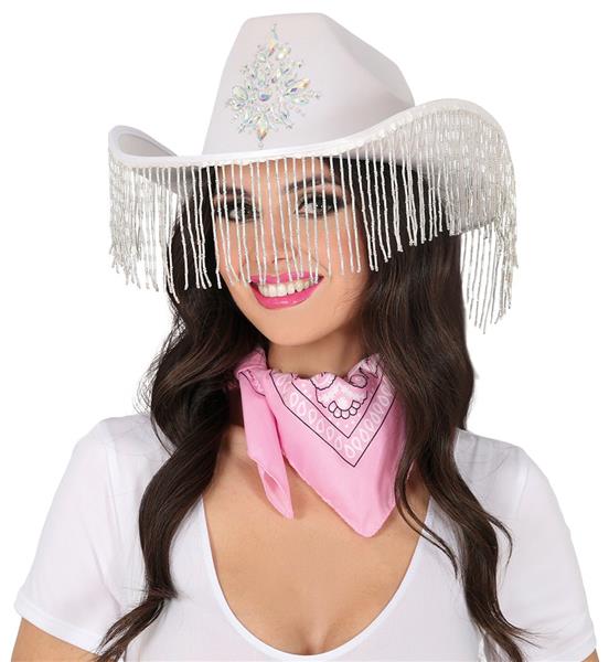 Grote foto cowgirl hoed wit met franjes verzamelen overige verzamelingen