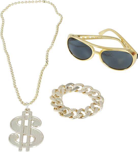 Grote foto hip hop verkleedset goud hip hop 3 delig verzamelen overige verzamelingen