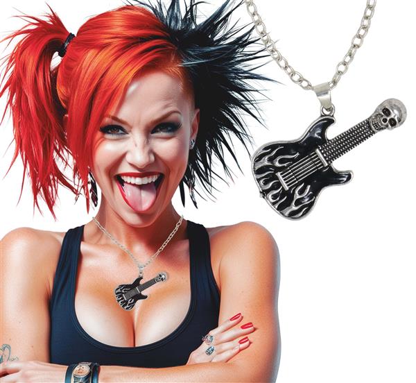 Grote foto gitaar ketting zwart zilver verzamelen overige verzamelingen