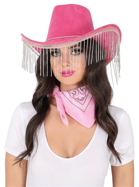 Grote foto cowgirl hoed fuchsia met franjes verzamelen overige verzamelingen