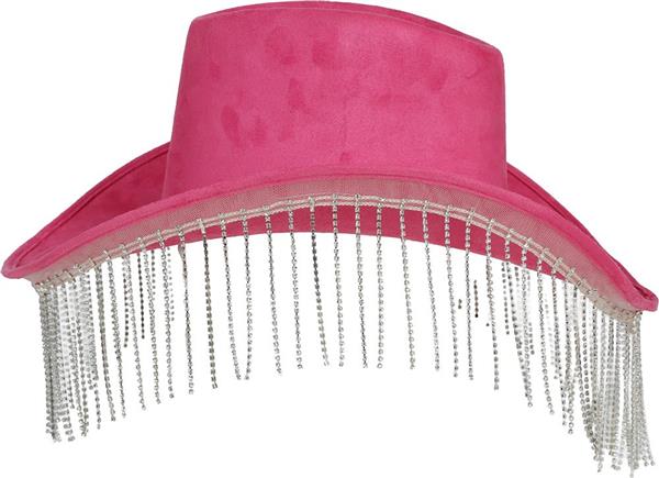 Grote foto cowgirl hoed fuchsia met franjes verzamelen overige verzamelingen