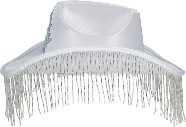 Grote foto cowgirl hoed wit met franjes verzamelen overige verzamelingen