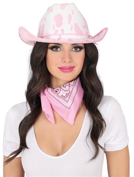 Grote foto cowgirl hoed wit roze koeien print verzamelen overige verzamelingen