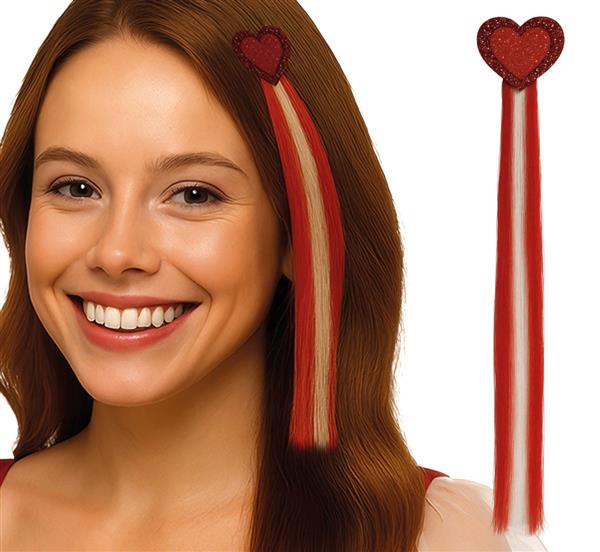Grote foto hart hair extension rood wit 40cm verzamelen overige verzamelingen