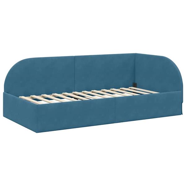 Grote foto vidaxl hoekbedframe met hoofdeinde blauw 90 cm x 190 cm stof antiek en kunst stoelen en banken