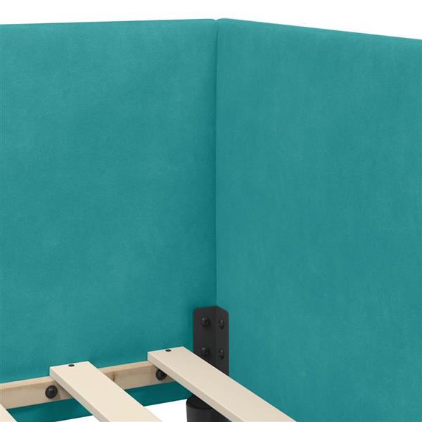 Grote foto vidaxl hoekbedframe met hoofdeinde turquoise 80 cm x 200 cm stof antiek en kunst stoelen en banken