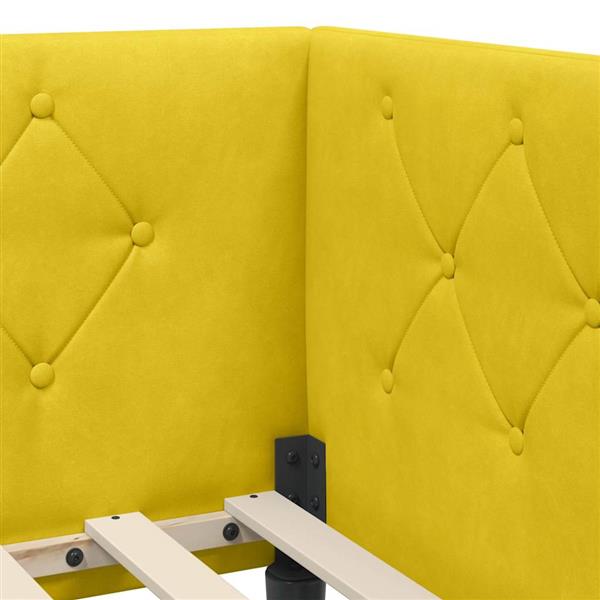 Grote foto vidaxl hoekbedframe met hoofdeinde geel 90 x 190 cm fluweel antiek en kunst stoelen en banken