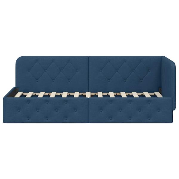 Grote foto vidaxl hoekbedframe met hoofdeinde blauw 80 x 200 cm stof antiek en kunst stoelen en banken