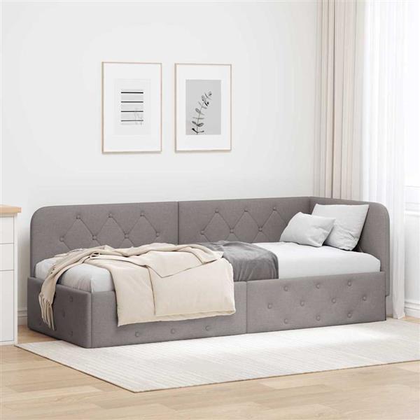 Grote foto vidaxl hoekbedframe met hoofdeinde taupe 80 x 200 cm stof antiek en kunst stoelen en banken