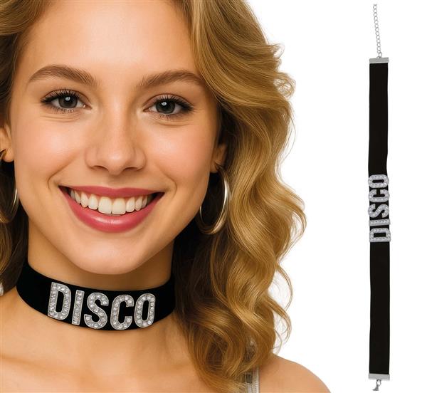 Grote foto disco 70s choker zwart zilver verzamelen overige verzamelingen