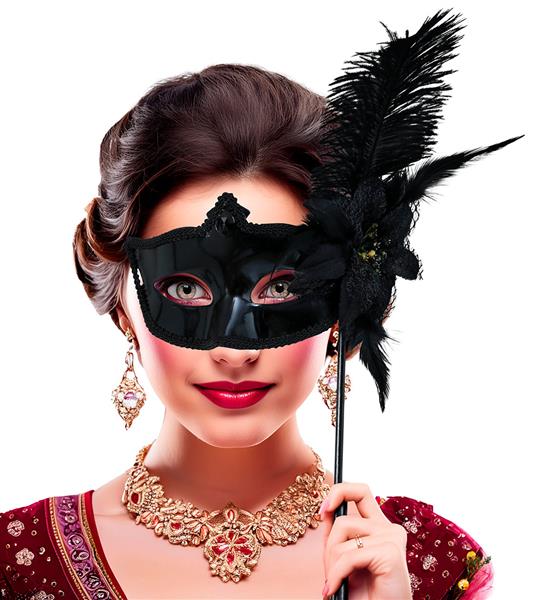 Grote foto zwarte oogmasker met houder verzamelen overige verzamelingen