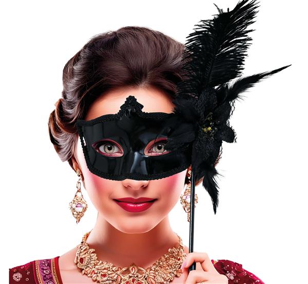 Grote foto zwarte oogmasker met houder verzamelen overige verzamelingen