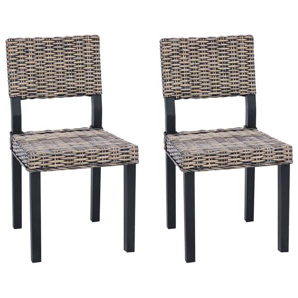 Grote foto vidaxl eetkamerstoel 2 pcs zwart gewassen 46 x 55 x 84 cm kubu rattan huis en inrichting stoelen