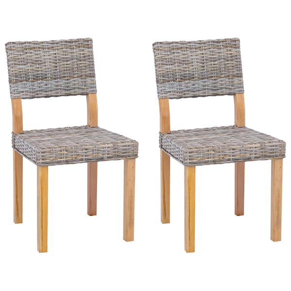 Grote foto vidaxl eetkamerstoel 2 pcs kubu grijs 46 x 55 x 84 cm kubu rattan huis en inrichting stoelen