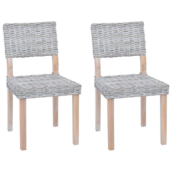 Grote foto vidaxl eetkamerstoel 2 pcs wit gewassen 46 x 55 x 84 cm kubu rattan huis en inrichting stoelen
