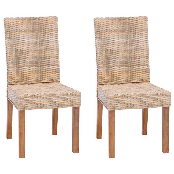 Grote foto vidaxl eetkamerstoel 2 pcs naturel 45 x 54 x 93 cm massief mahoniehout huis en inrichting stoelen