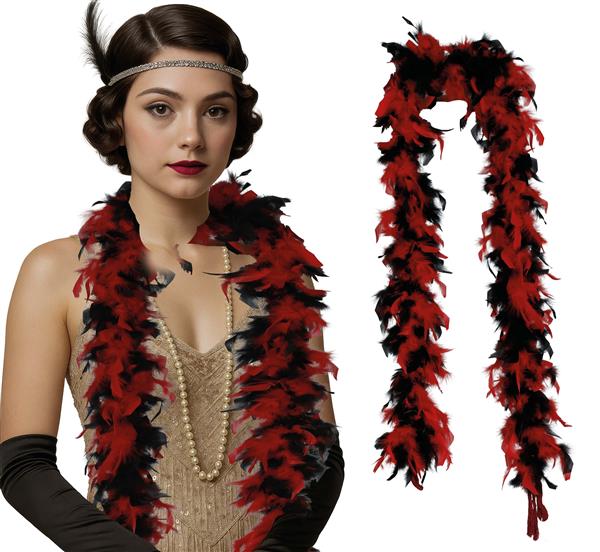 Grote foto rood zwarte boa veren 80gr verzamelen overige verzamelingen