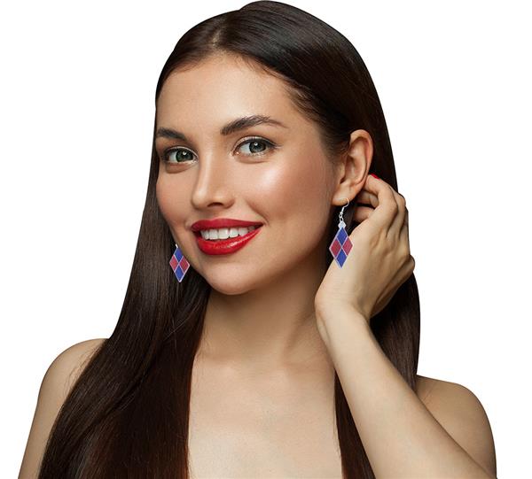 Grote foto ruit oorbellen blauw rood verzamelen overige verzamelingen