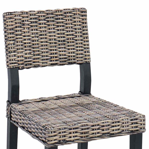 Grote foto vidaxl eetkamerstoel 2 pcs zwart gewassen 46 x 55 x 84 cm kubu rattan huis en inrichting stoelen
