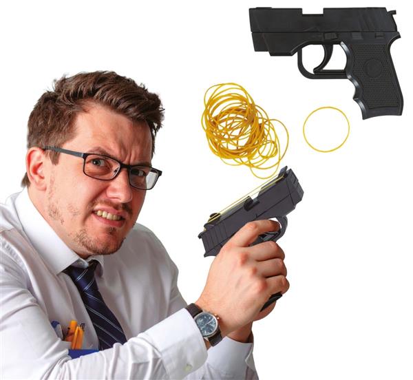 Grote foto zwart nep pistool elastiekjes 17cm verzamelen overige verzamelingen