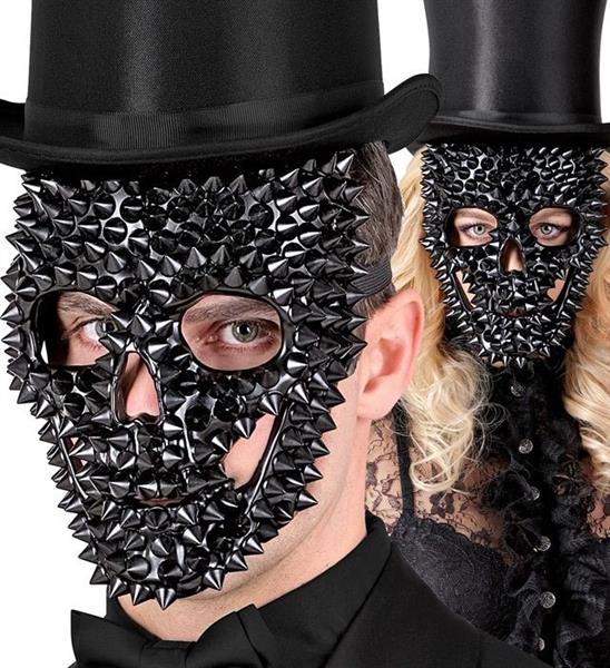 Grote foto halloween masker zwart schedel met studs verzamelen overige verzamelingen
