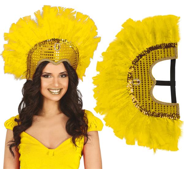 Grote foto gele tooi veren en glitters verzamelen overige verzamelingen