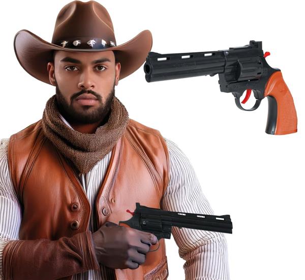 Grote foto bruin zwarte nep pistool 25cm verzamelen overige verzamelingen