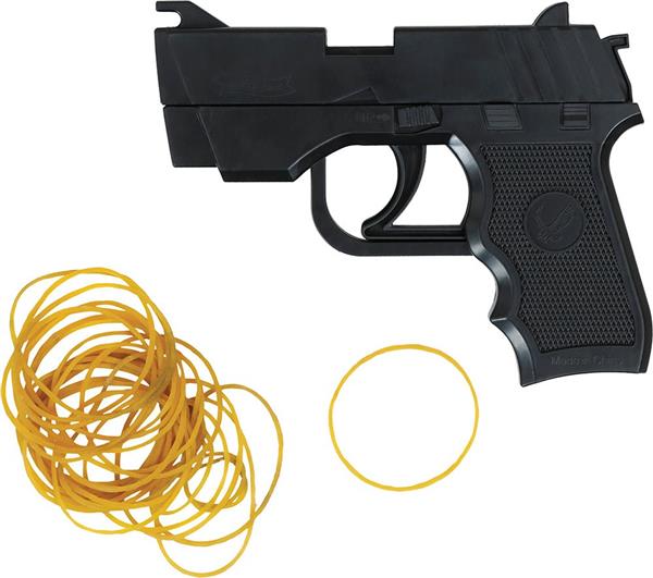 Grote foto zwart nep pistool elastiekjes 17cm verzamelen overige verzamelingen