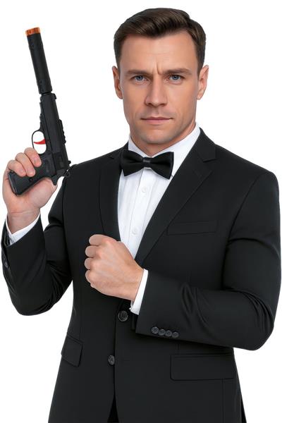 Grote foto zwarte nep pistool met geluiddemper 29cm verzamelen overige verzamelingen