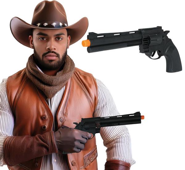 Grote foto zwarte nep pistool 32cm verzamelen overige verzamelingen