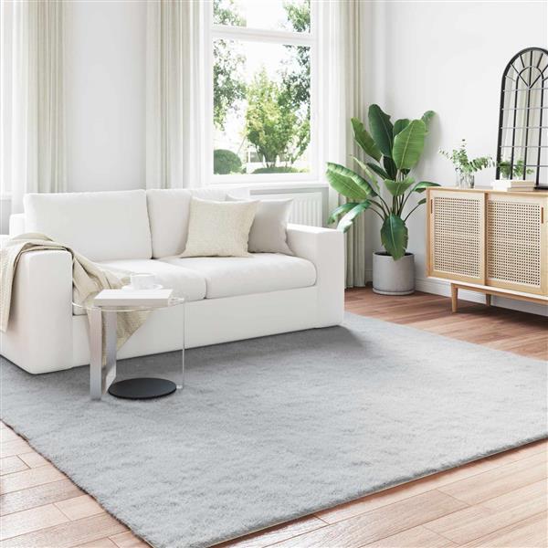 Grote foto vidaxl nep konijnenbont tapijt olite grijs 240 x 240 cm polyester huis en inrichting vloerbedekking en kleden