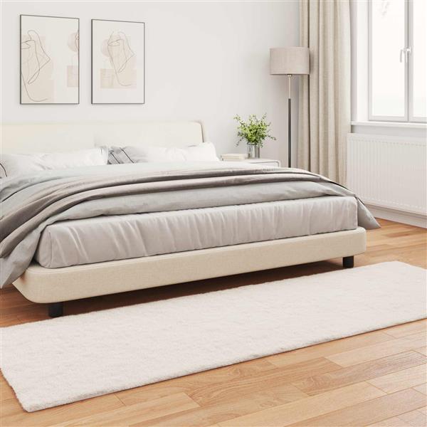 Grote foto vidaxl nep konijnenbont tapijt olite cr me 80 x 250 cm polyester huis en inrichting vloerbedekking en kleden