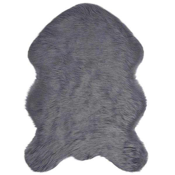 Grote foto vidaxl nep schapenvacht tapijt tafalla antraciet 80 x 120 cm polyester huis en inrichting vloerbedekking en kleden